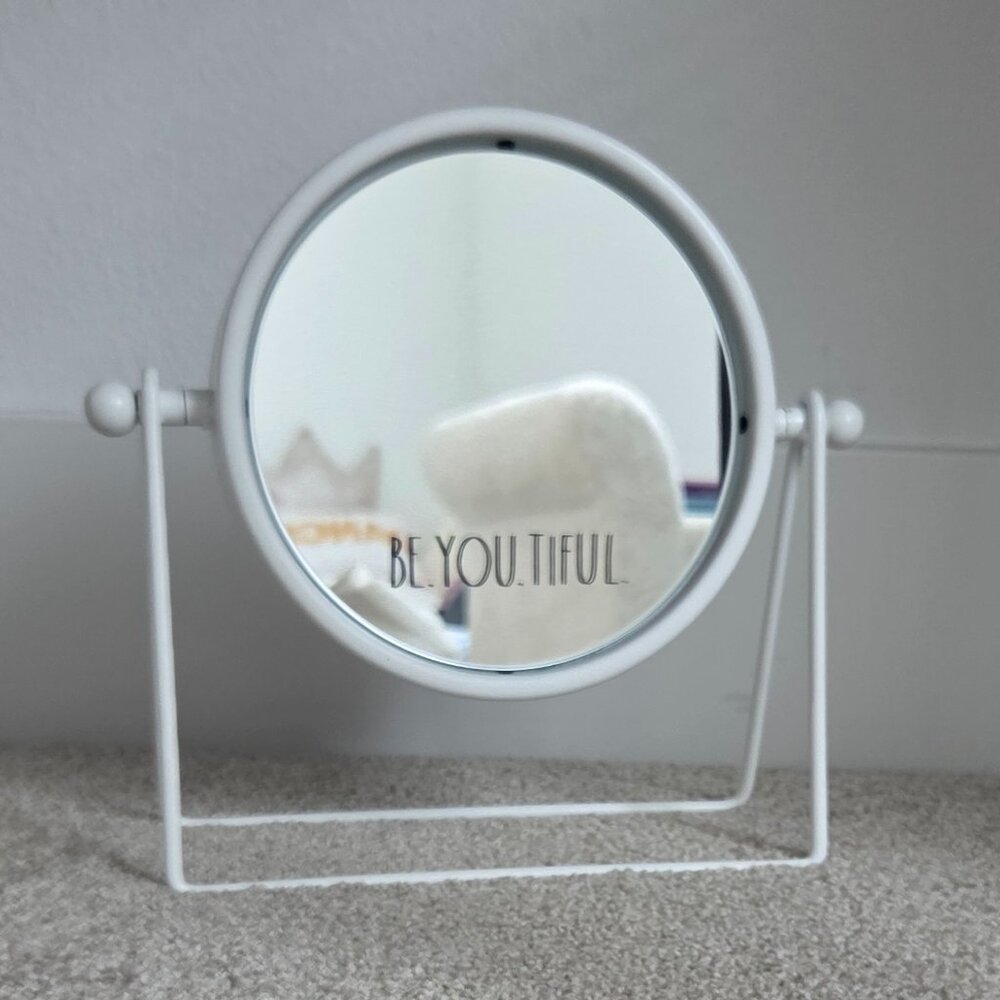 White Round Mirror "Be. You. Tiful"